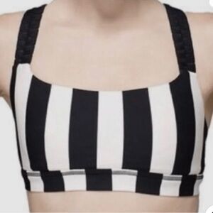 lululemon black & white striped sports bra